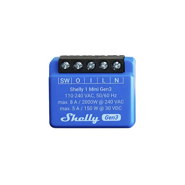 Relé Wi-Fi Inteligente Shelly Mini Gen3 - Compacto e Eficiente