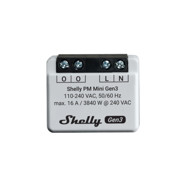 Relé Wi-Fi Inteligente Shelly Mini PM Gen3 - Medição de Energia e Automação Compacta