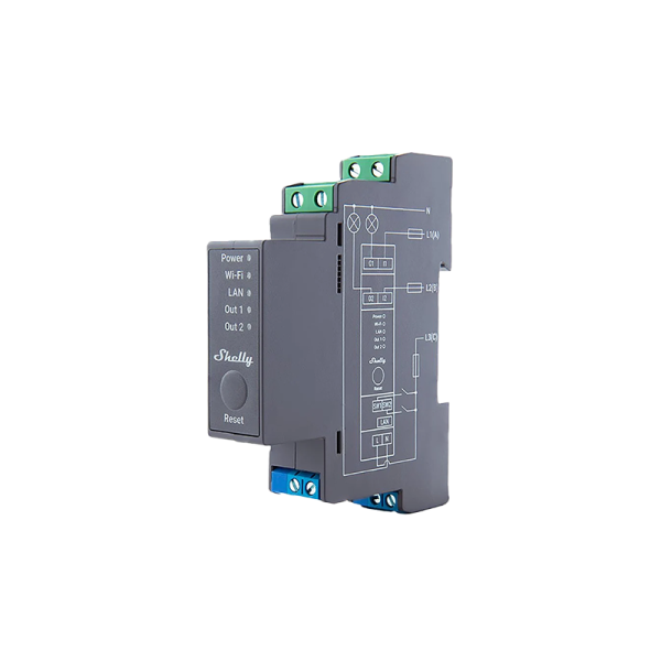 Relé Wi-Fi Inteligente Shelly Pro 2 - 2 Canais com Contatos Secos